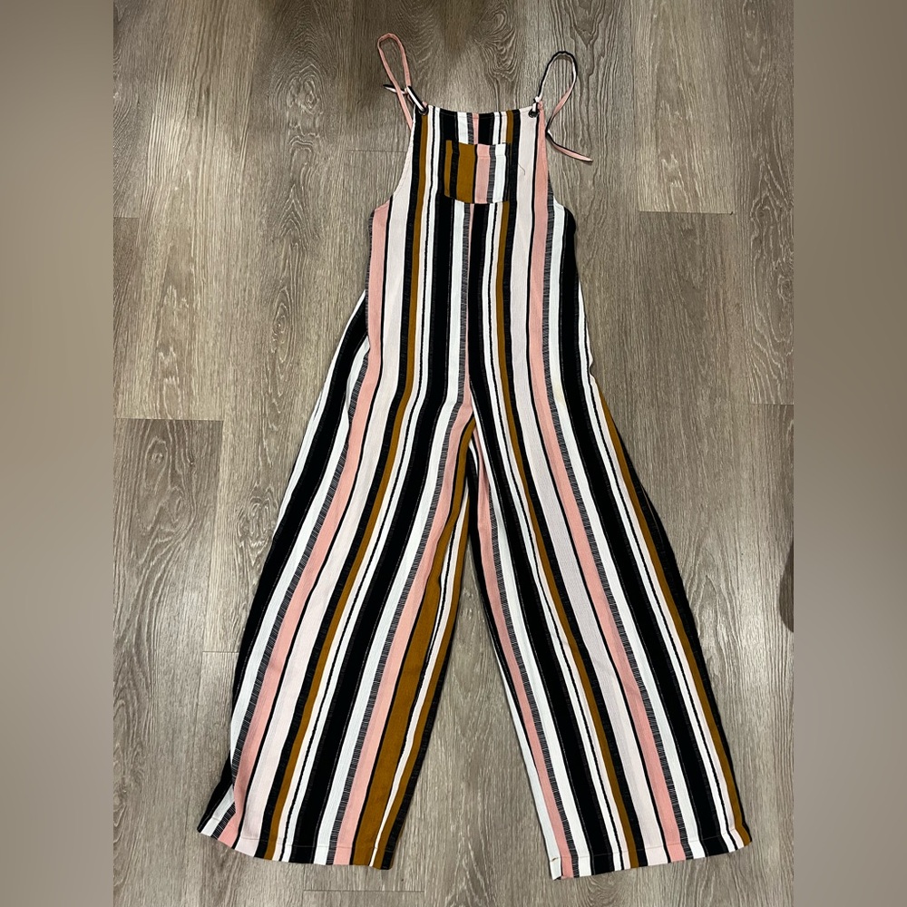 Pink, black and brown strip overalls